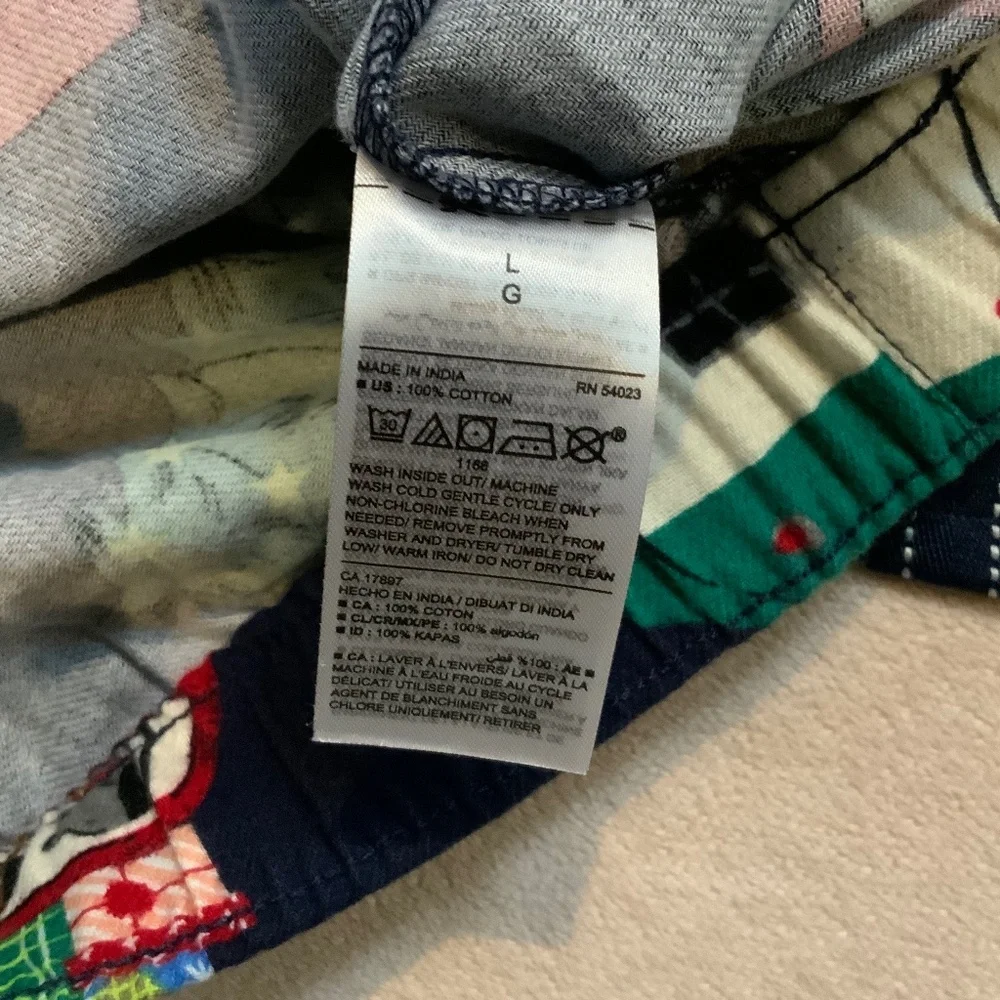 Old Navy Blue L 2 Dogs Driving Holiday gifts PJ Bottoms Cabincore Sleep Cozy